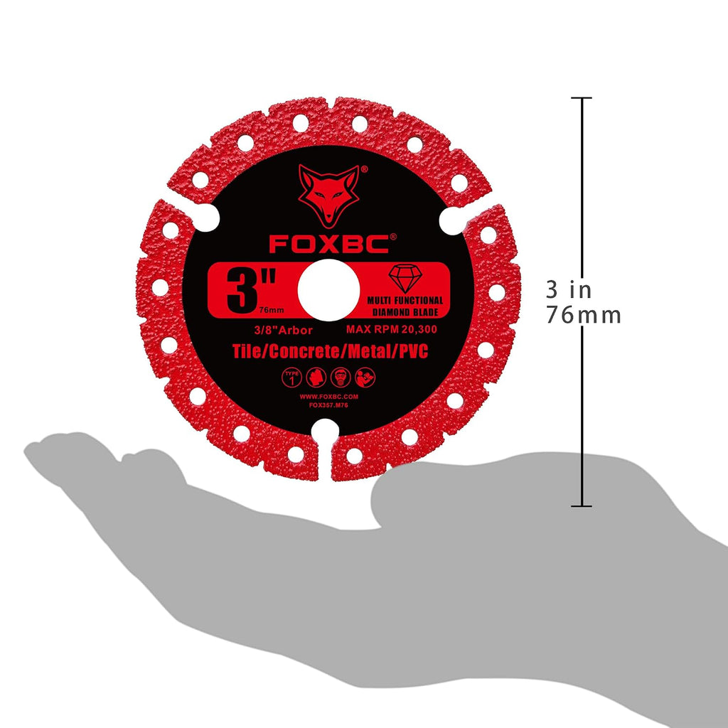 FOXBC 3 inch Diamond Multi-Purpose Saw Blades Metal Cutting Wheel - 3 Pack