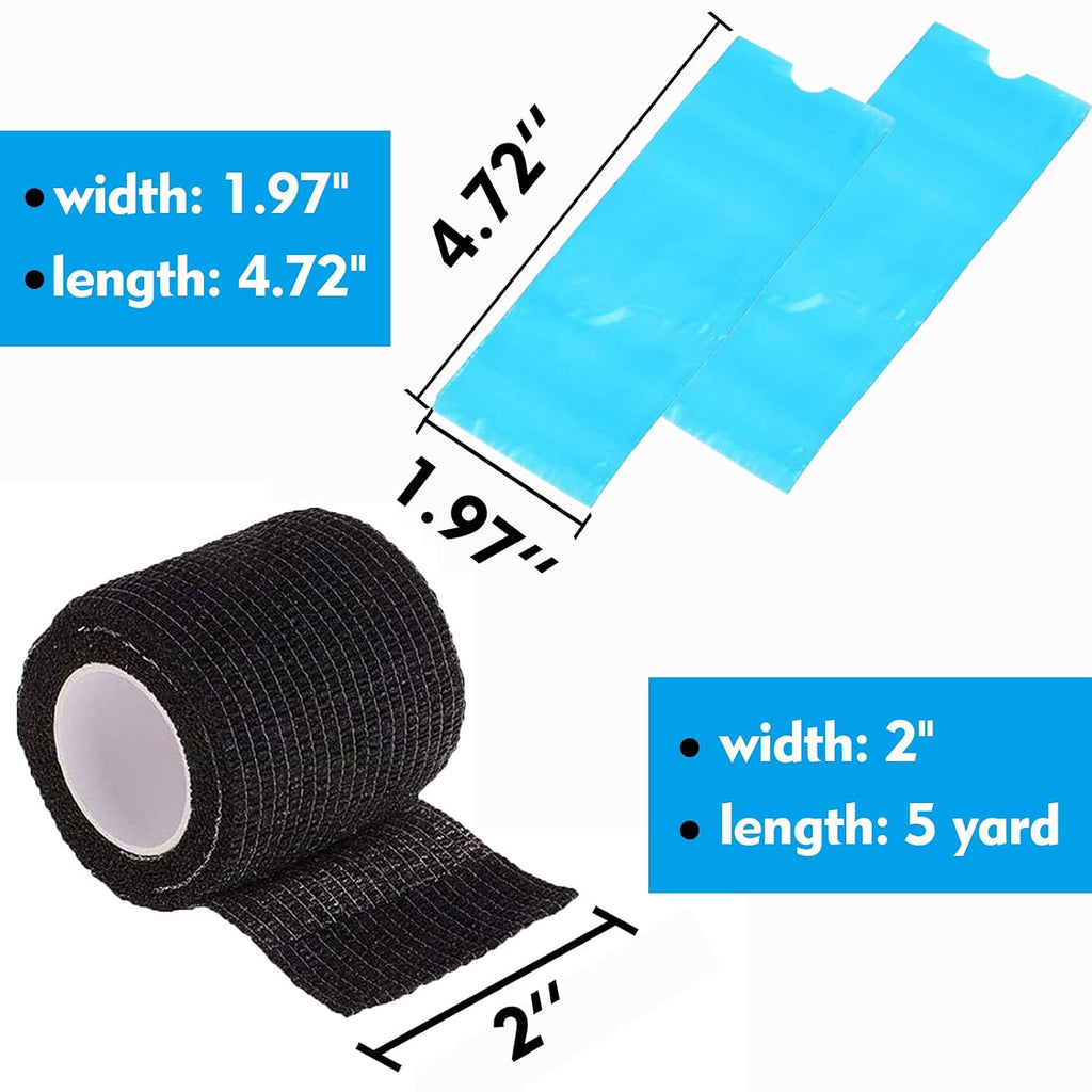 Pen Machine Covers with Grip Tapes - Rayyl 200pcs Tattoo Pen Covers and 4pcs Tattoo Grip Tape Wrap Tattoo Machine