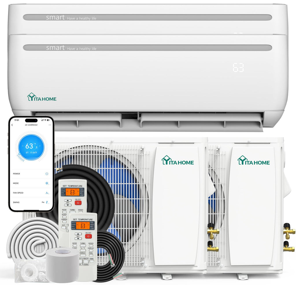 36000 BTU Mini Split AC/Heating System 19 SEER2 18000 BTU * 2 Set