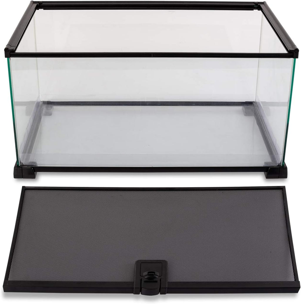 10 Gallon Reptile Tank Glass Natural Cages Terrarium 20" x 12" x 10" Sliding Screen Top for Reptile Hamster Hedgehog