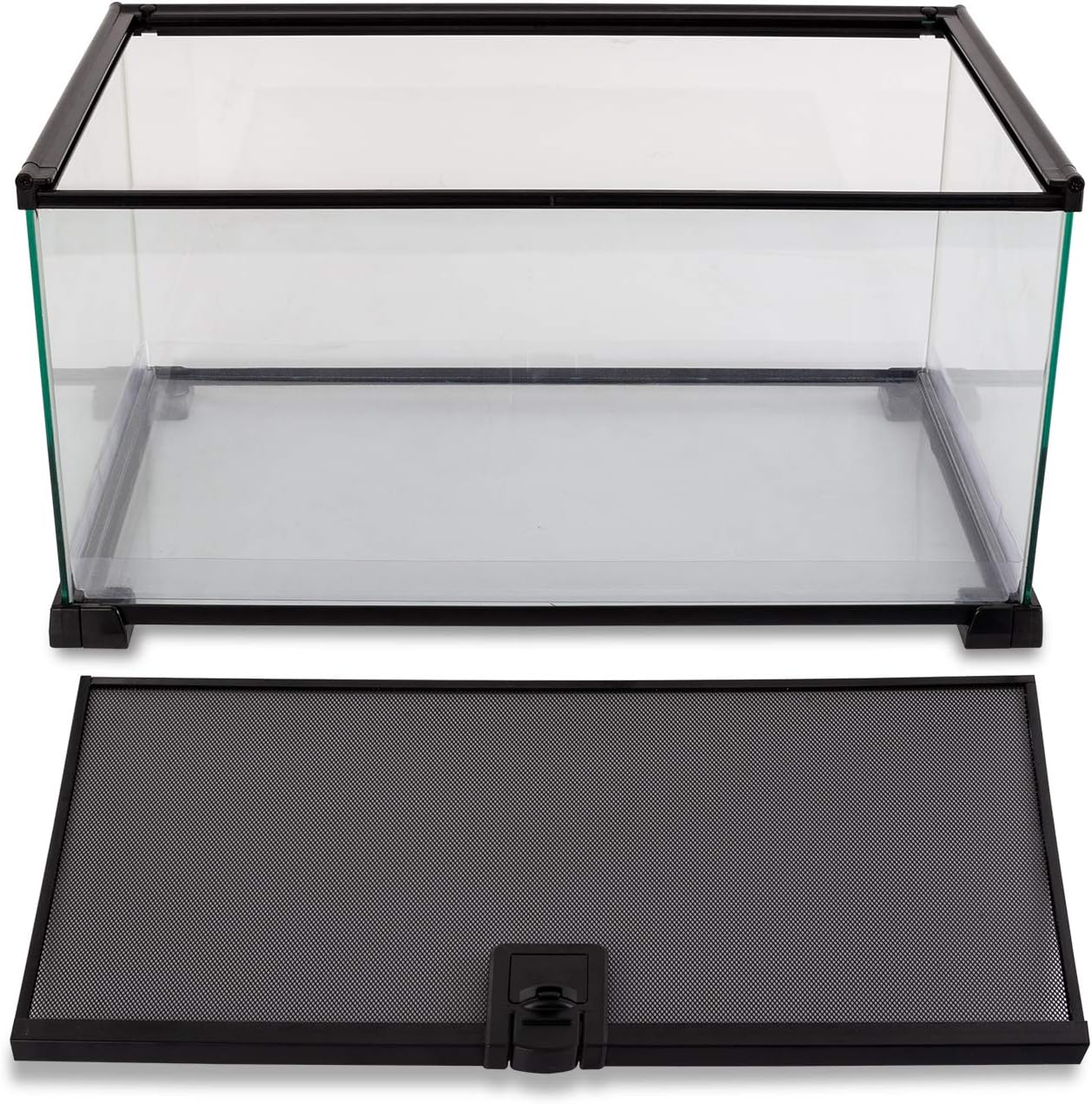 10 Gallon Reptile Tank Glass Natural Cages Terrarium 20" x 12" x 10" Sliding Screen Top for Reptile Hamster Hedgehog