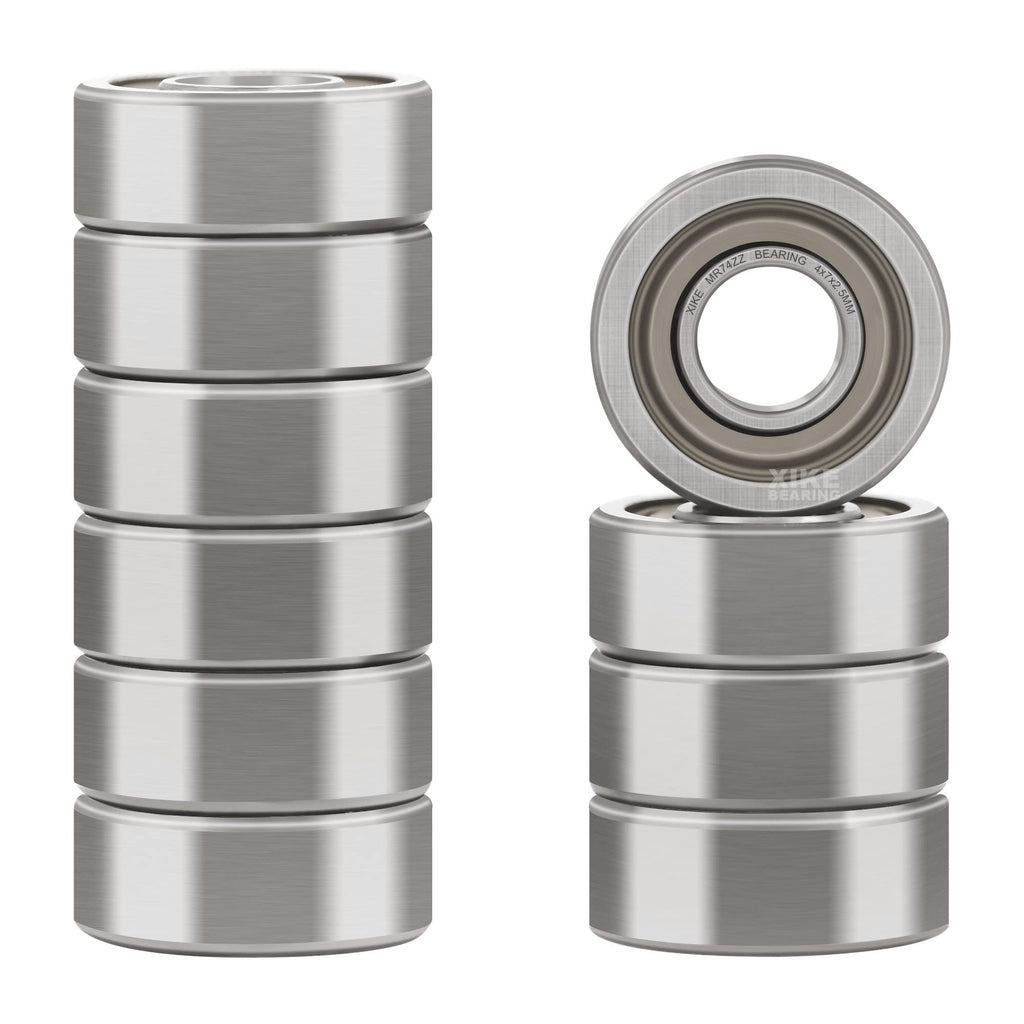 XIKE 10 Pcs MR74ZZ Bearings 4x7x2.5mm, Double Shield Seals Metal.