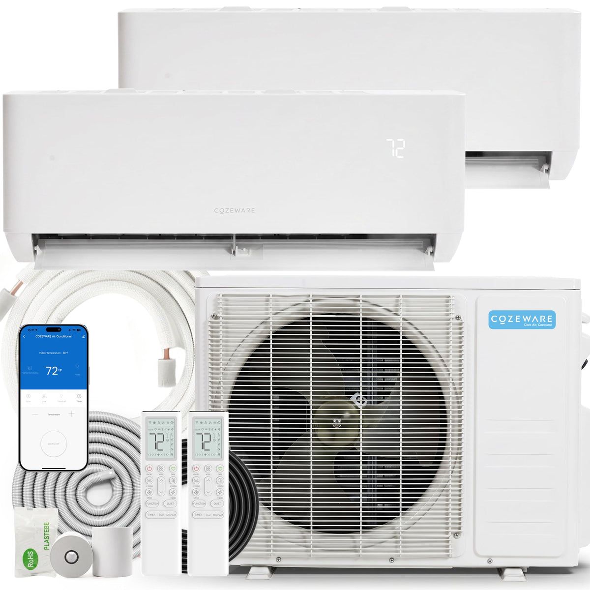 Energy Star 18000 BTU 2 Zone Mini Split AC/Heating System 9K+9K