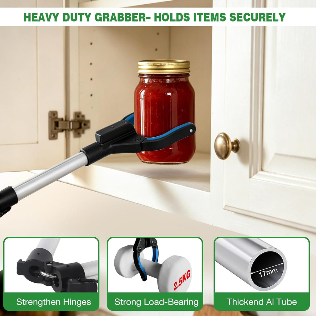 2-Pack Grabber Reacher Tool, 44" Extra Long Foldable Reacher Grabber Pickup Tool with Light, Heavy Duty Trash Picker