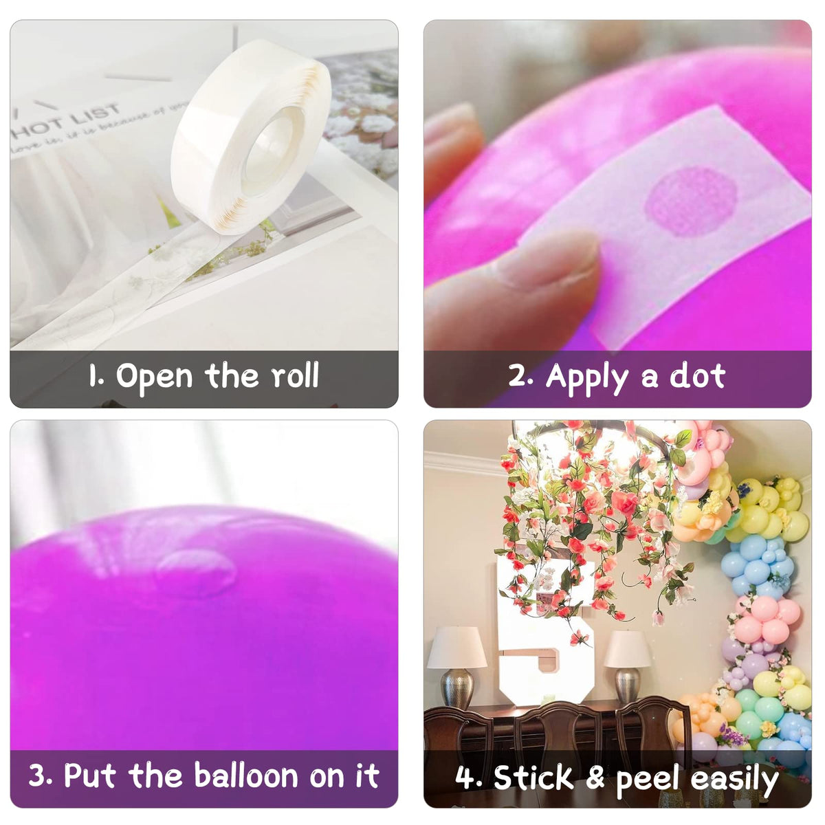 4000 Pcs Glue Points for Balloons, Removable, Double-Sided