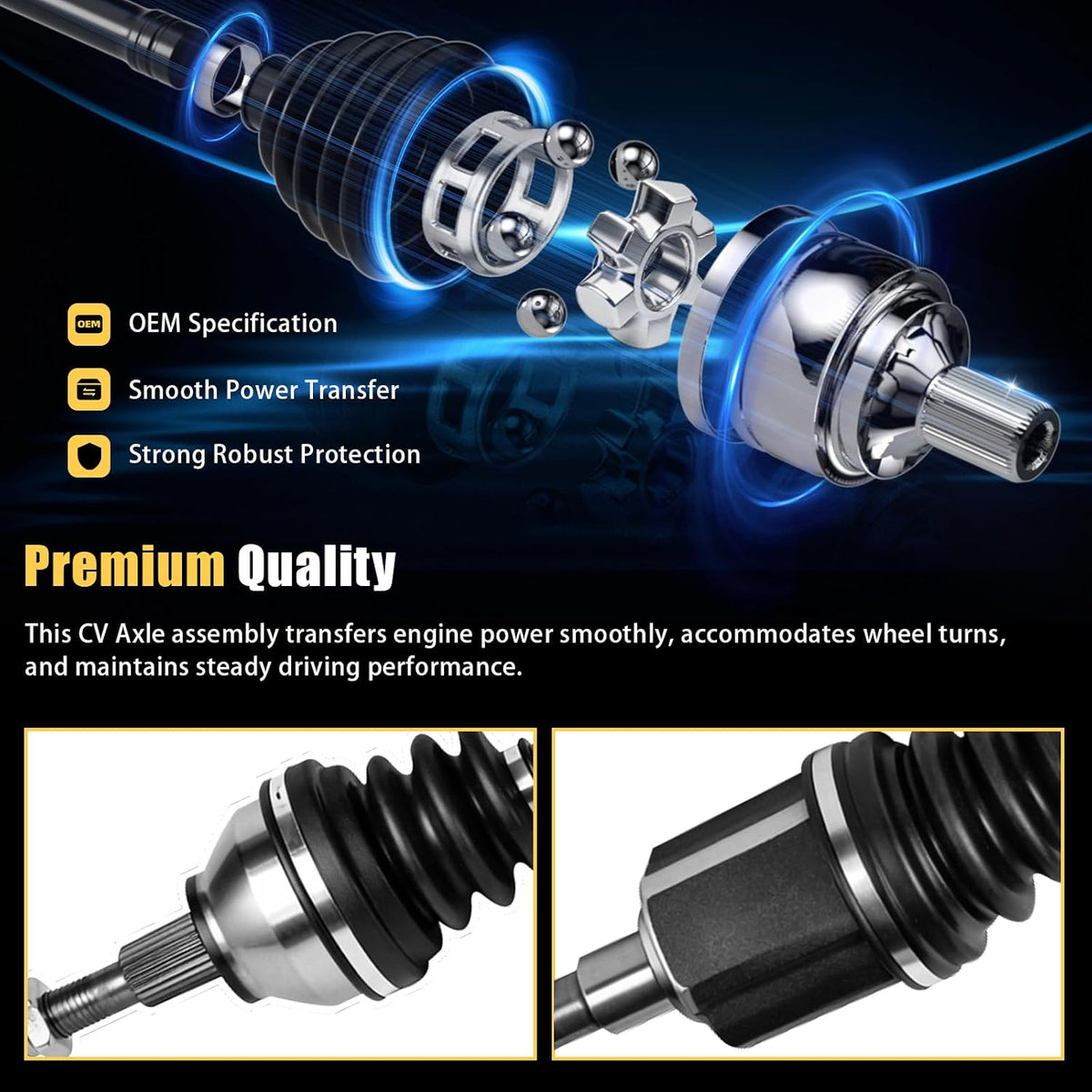 2PCS Front CV Axle Shaft Assembly Compatible with Ford Escape 2013 2014 2015 2016 2017 2018 2019 L4 1.5L 1.6L AWD, Driver and Passenger Side, OE# NCV11164 NCV11167