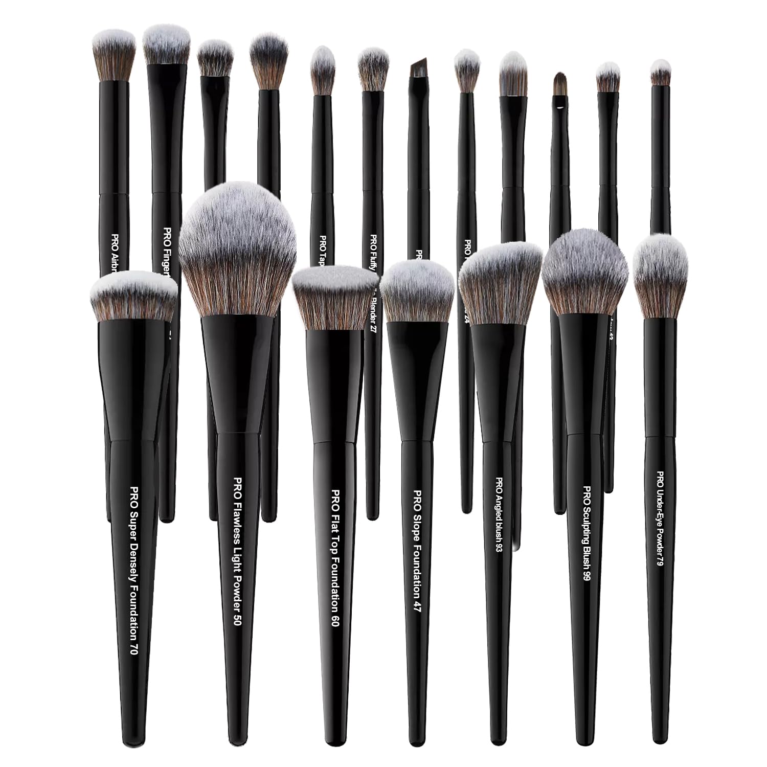 19Pcs Professional Grade Labeled Makeup Brushes Set, Large Foundation Powder Contour Concealer eyeshadow Blush