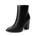 Women's Ankle Boots Chunky Block Heel Booties,Black/Pu,8.5
