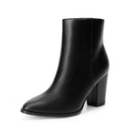 Women's Ankle Boots Chunky Block Heel Booties,Black/Pu,8.5
