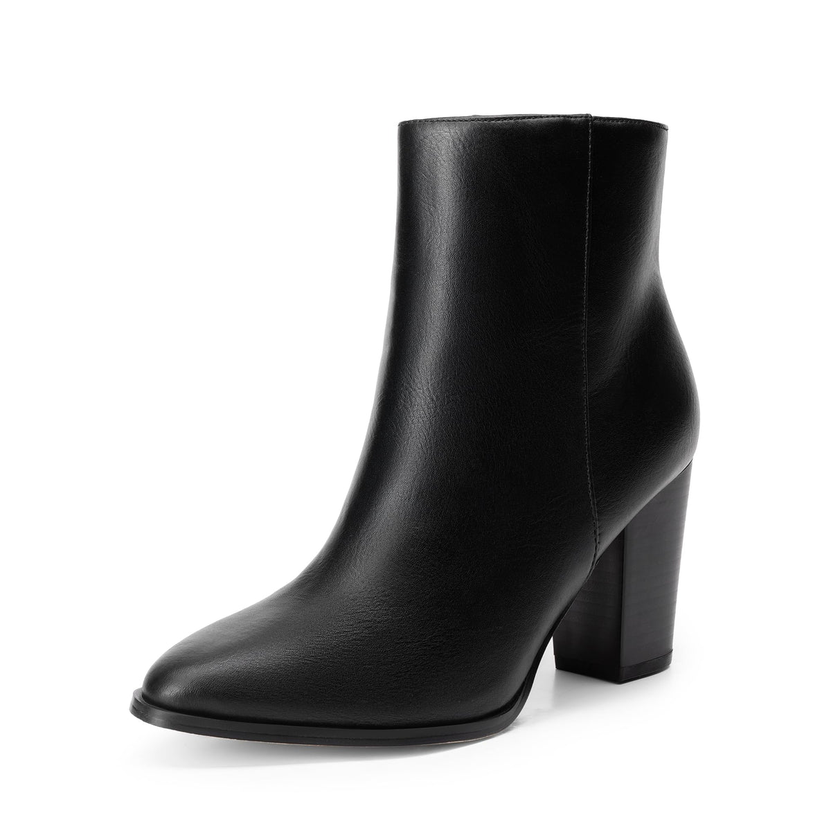 Women's Ankle Boots Chunky Block Heel Booties,Black/Pu,8.5