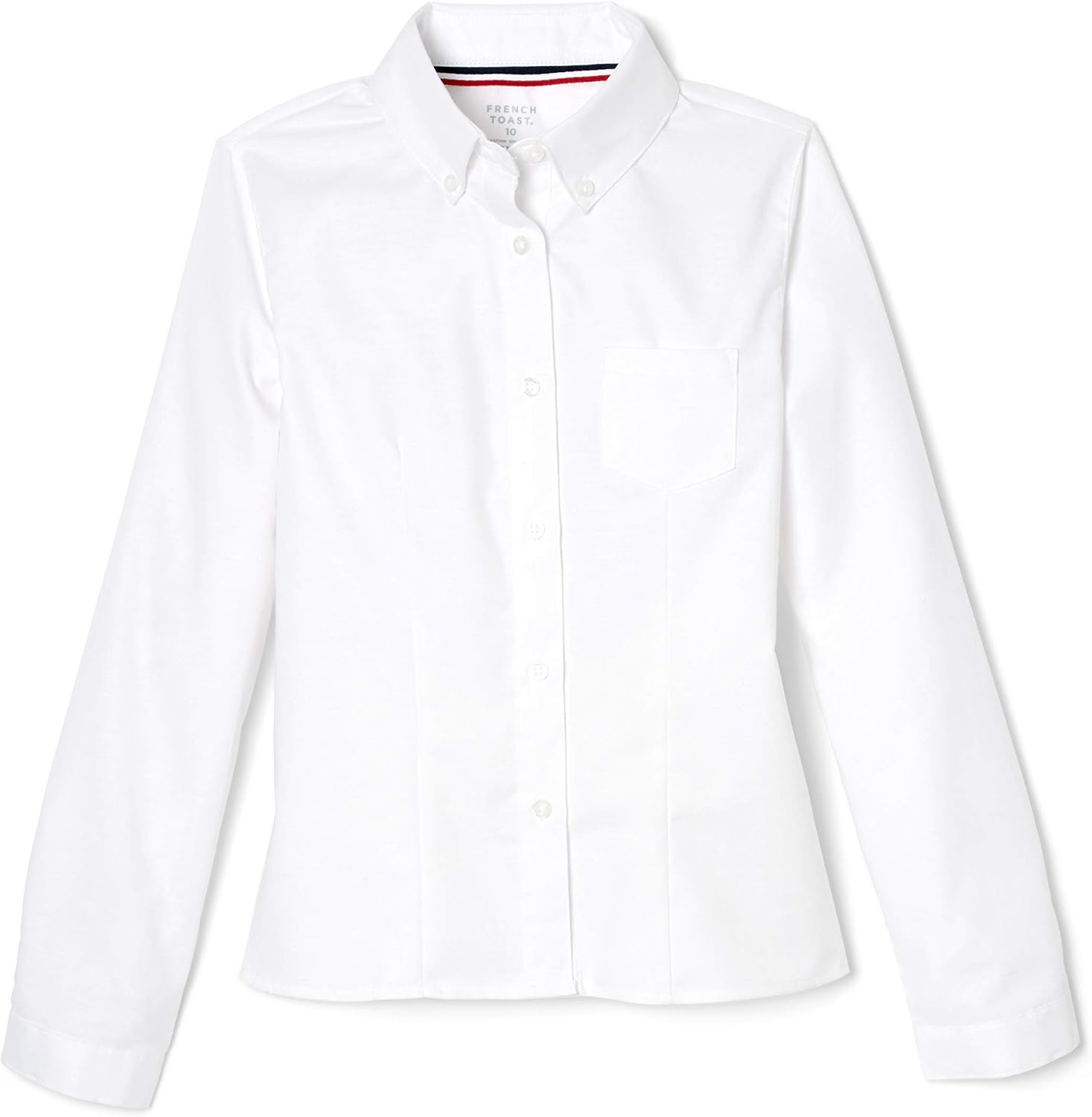 Womens Juniors Fitted Long Sleeve Oxford Shirt, White, Large