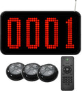 4-Digit Queue Calling System Wireless Take a Number System with LED Number Display and 3 Call Buttons for Restaurant