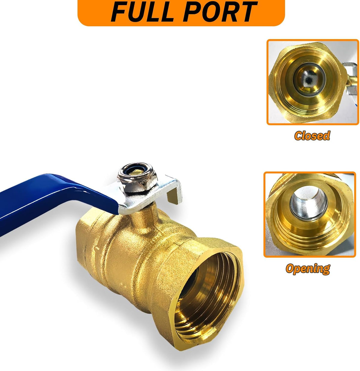 2Pack 3/4 Inch Full Port Ball Valve, Brass Male x Female NPT, 300 WOG