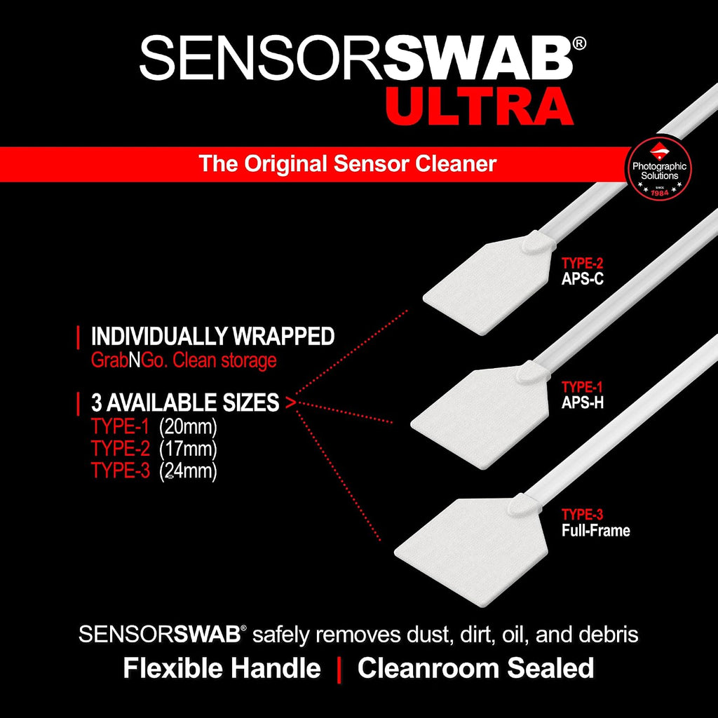 Sensor Cleaning Swab Kit - Aeroclipse Non-Flammable Optic Cleaning Solution (0.5oz/15ml) + Type-3 Sensor Swab Ultra