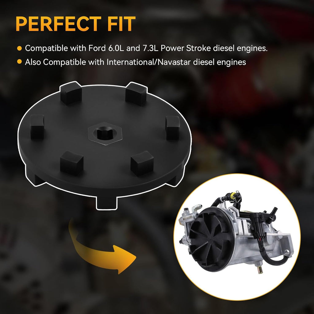 6760 Fuel Filter Wrench Fit For Ford 6.0 Liter & 7.3 Liter Powerstroke Diesel Engines, Reversible Six Lug Oil Diesel