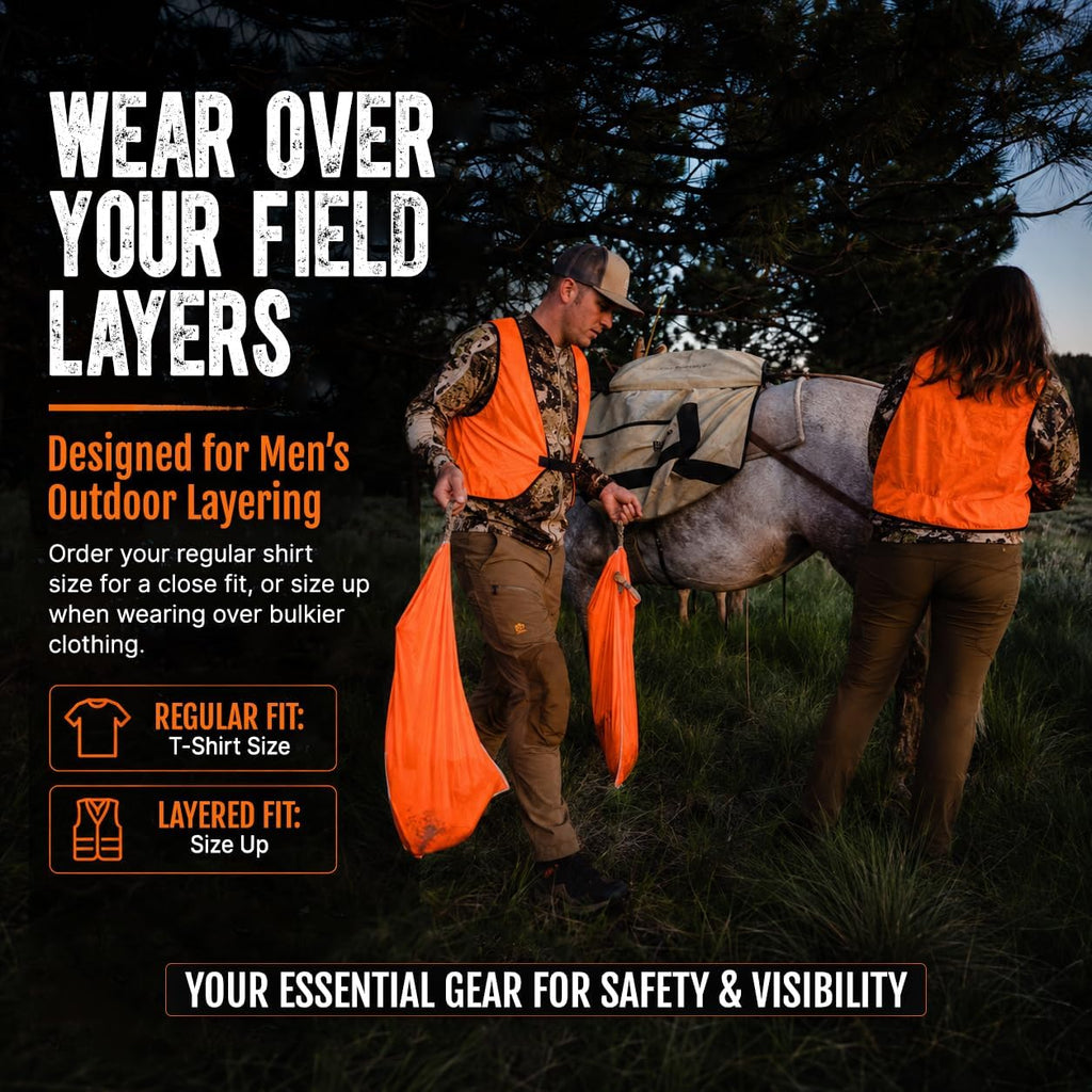Lightweight Mesh Blaze Orange Hunting Safety Vest - Ultralightweight & Breathable, Visible Day & Night