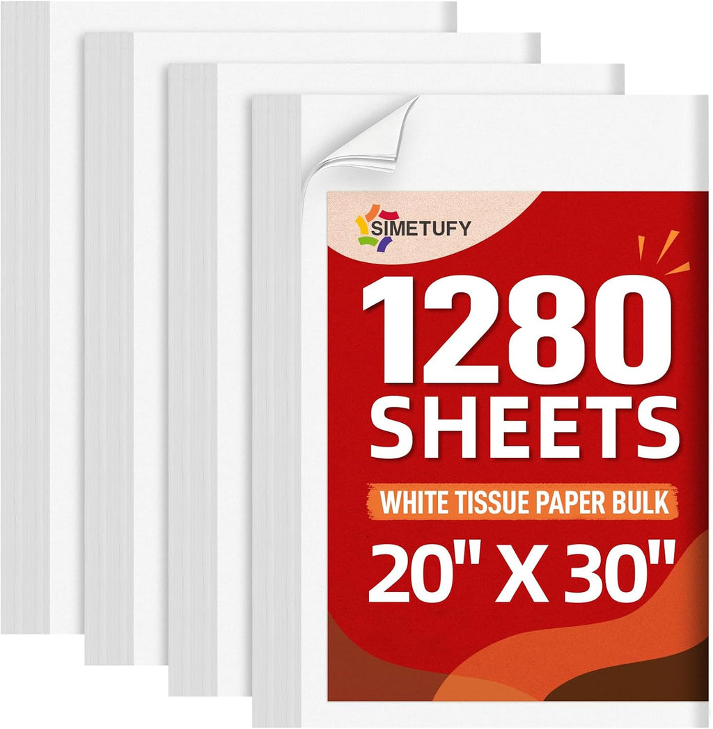 1280 Sheets 20x30 White Tissue Paper Bulk for Packing Moving