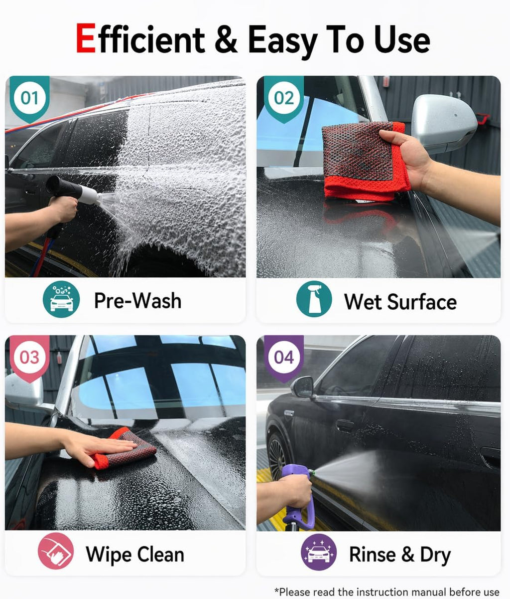 3-in-1 Clay Towel Kit for Car Detailing, 12" x 12" Clay Towels & Clay Mitt, Upgraded Rubber Polymer Coating
