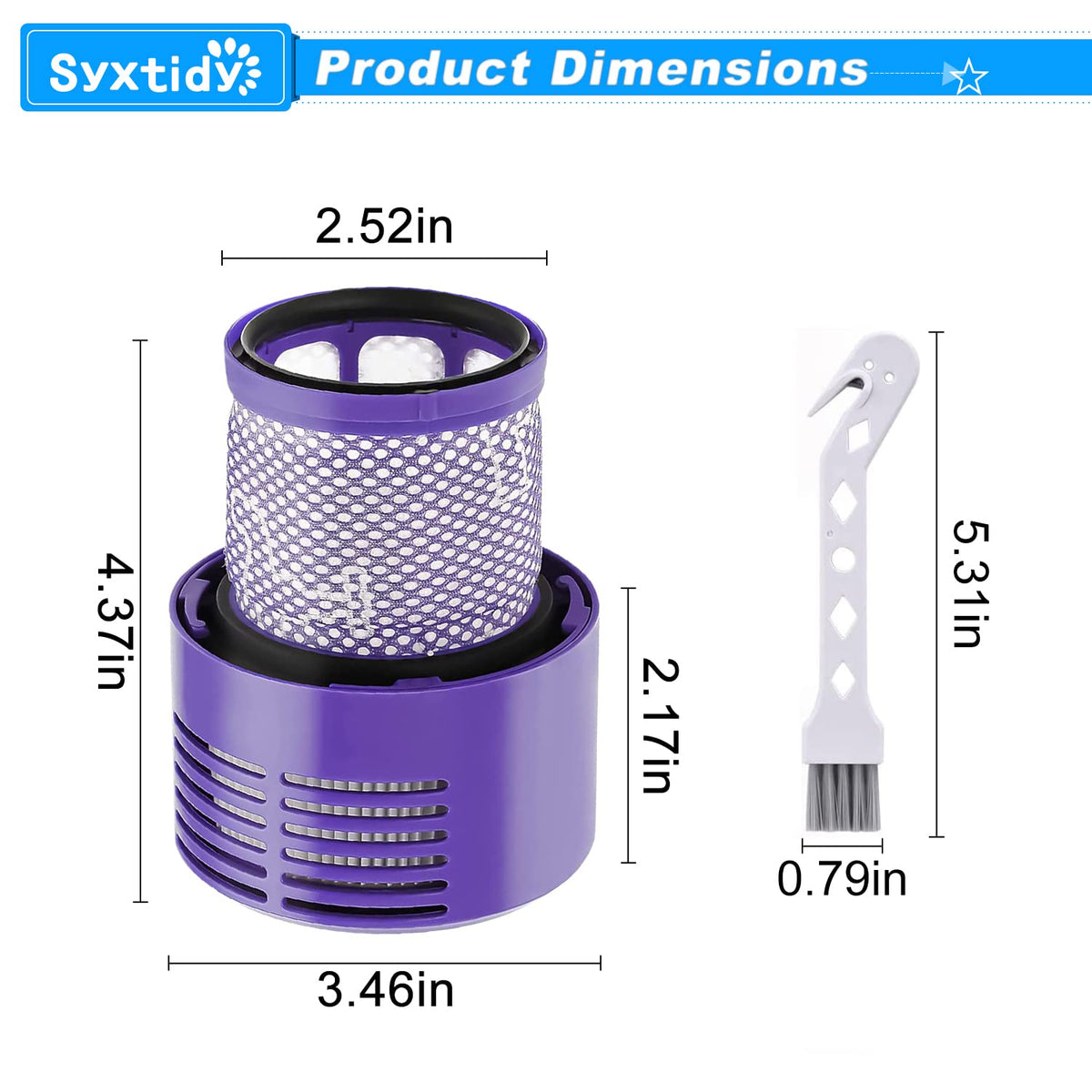Syxtidy V10 Filter Replacement for Dyson V10, Purple, 2 Pack