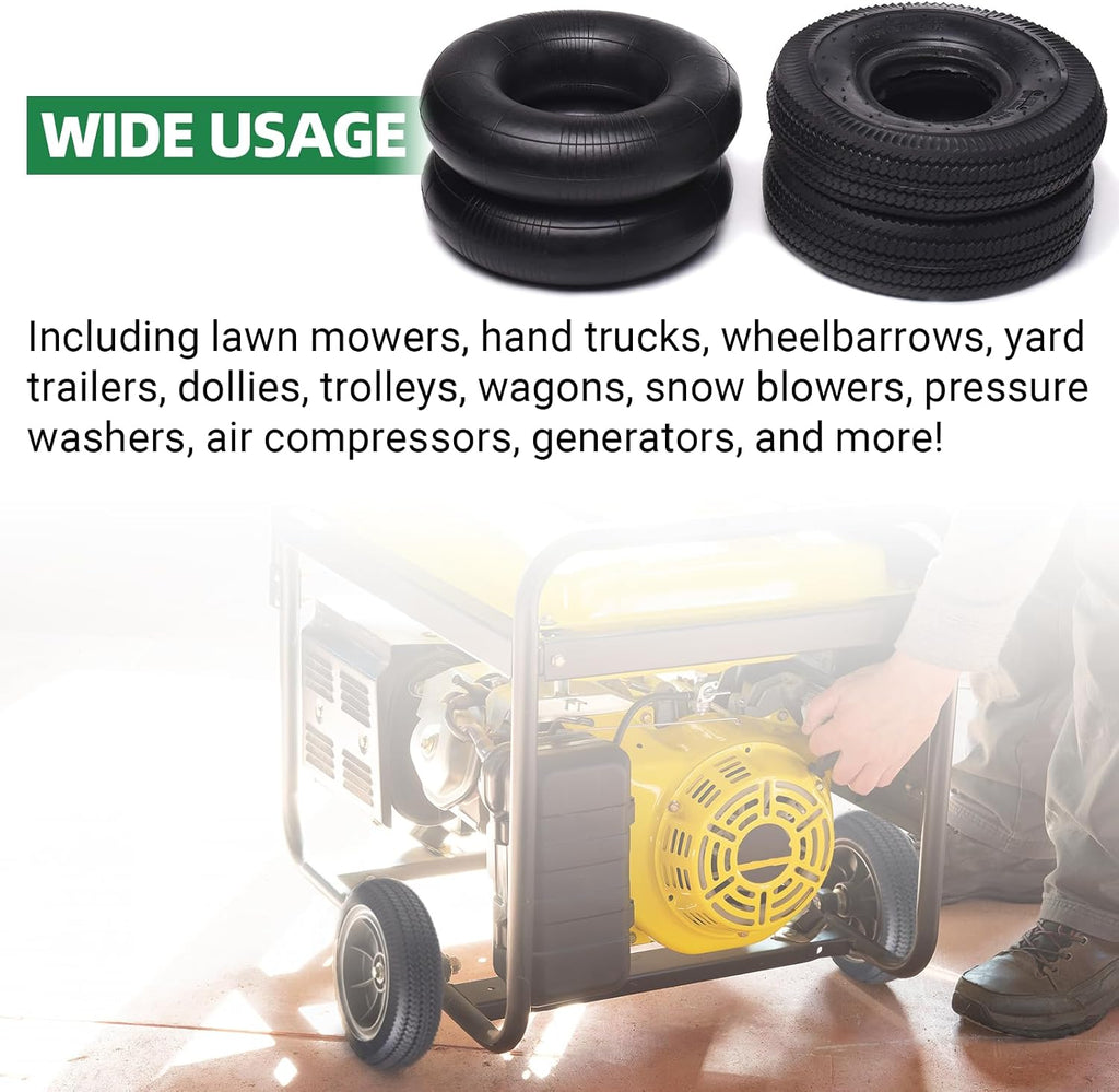 (2 Pack) AR-PRO 10" Heavy-Duty Replacement All-Purpose Utility Tire and Tube - 4.10/3.50-4" Pneumatic Tires with 10"