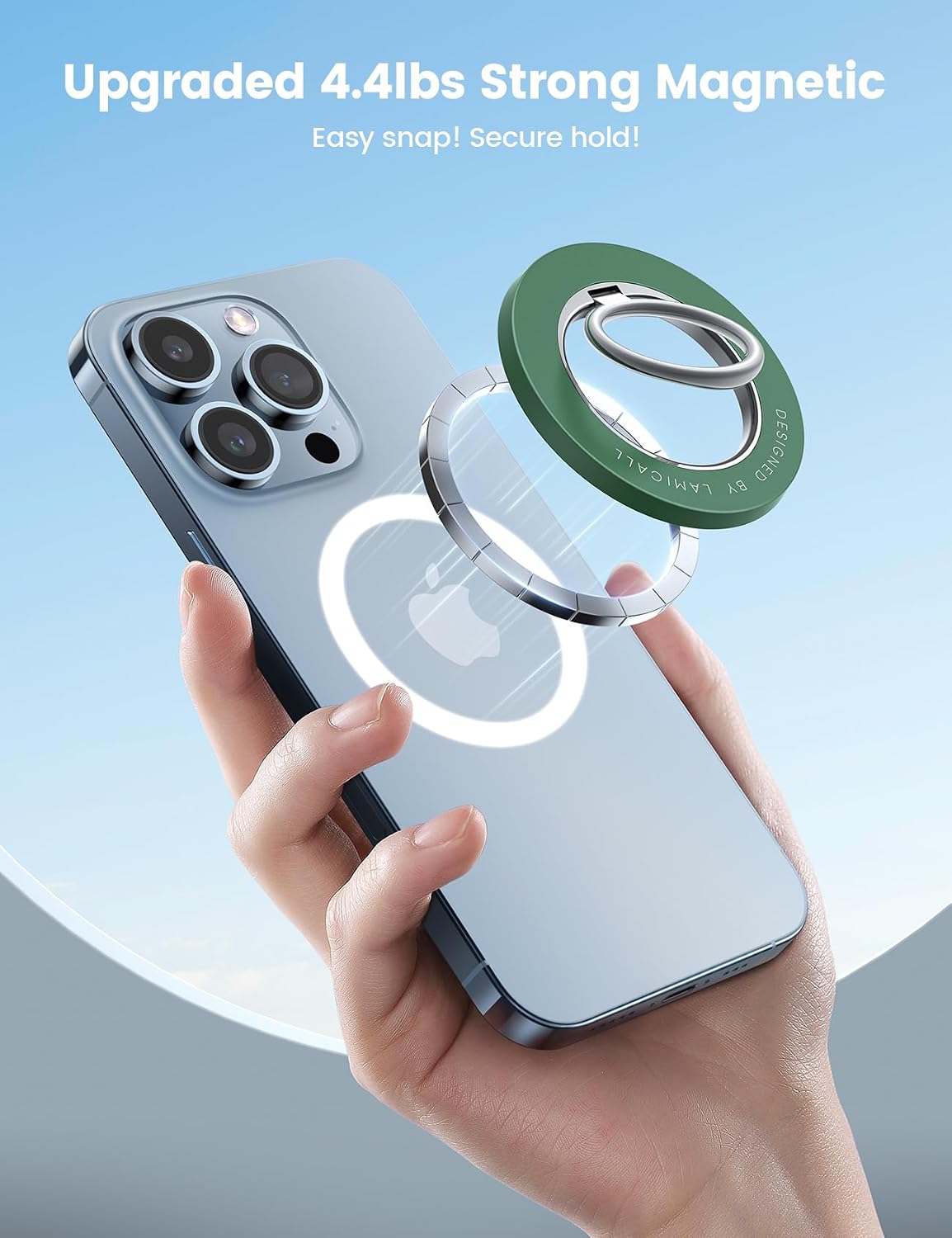 Magnetic Phone Grip for MagSafe Accessories, Strong Magnet Ring | 360° Rotation, 1s Snap Finger Hand Holder, Stand