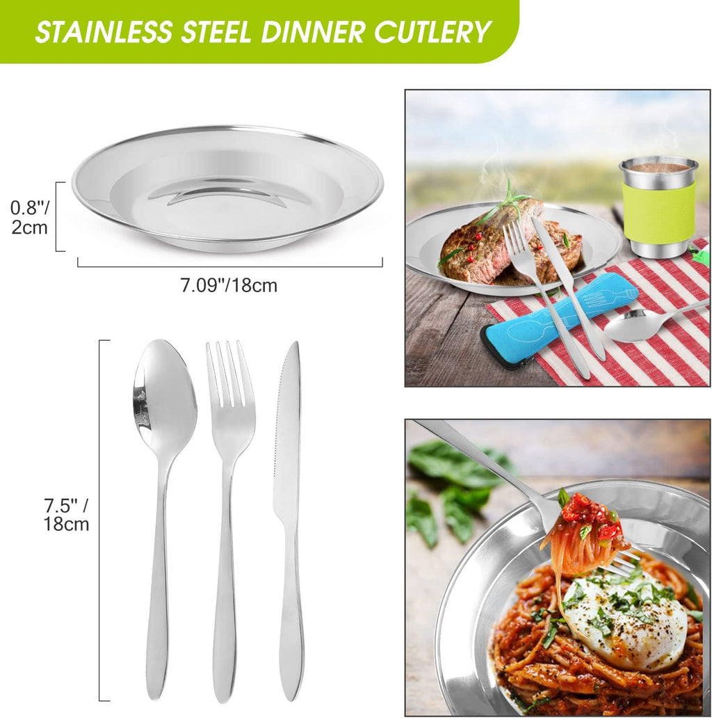 39pcs Camping Cookware Mess Kit, Non-Stick Large Size Hanging Pot Pan Kettle with Base Dinner Cutlery Sets for 6 and