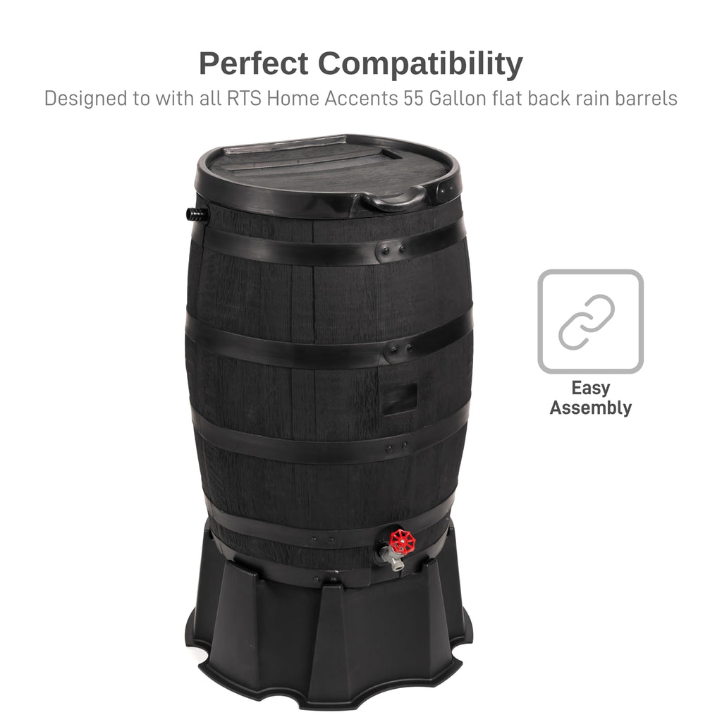 55-Gallon Rain Barrel Stand, Made from 100% Recycled Material, Black