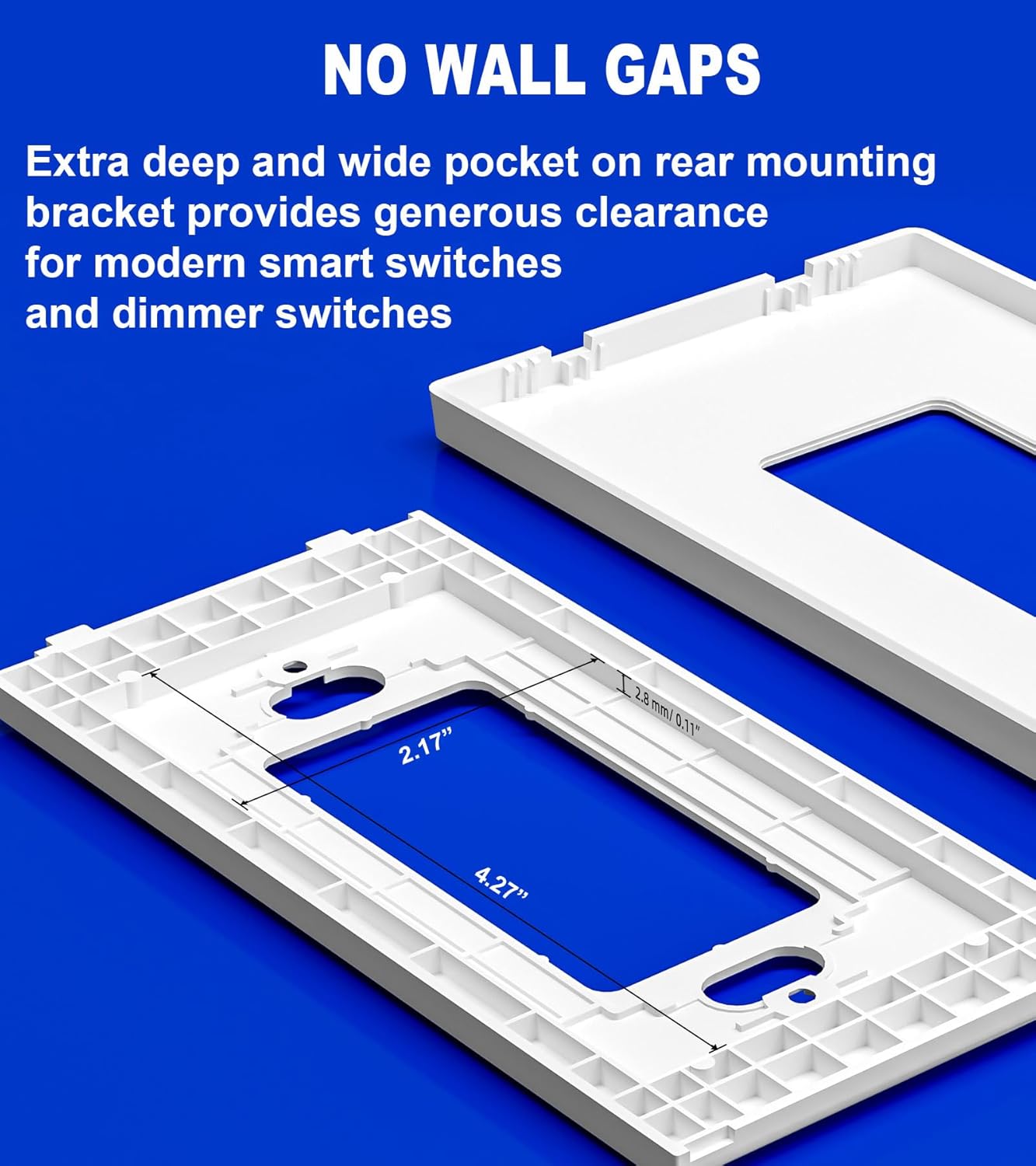 OVERSIZED Screwless Child Safe Switch Plate - 5.5" x 3.5" - Jumbo 1 Gang Decorator GFCI Style - Unbreakable