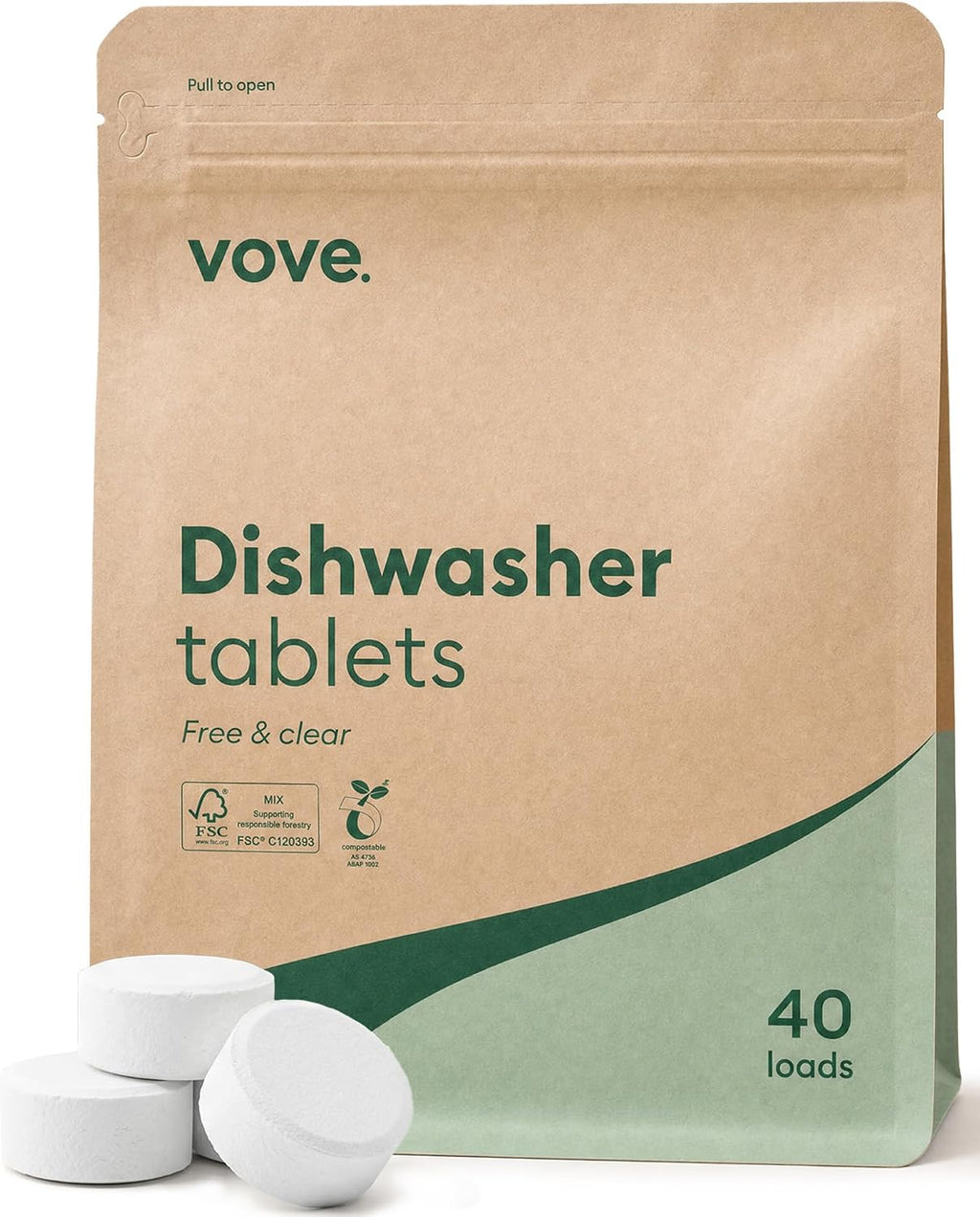 Dishwasher Detergent Tablets, 40 Count, Plant-Based Fragrance-Free