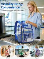 Clear Backpack with TSA Lock, 18” Extra Large Clear Bookbag