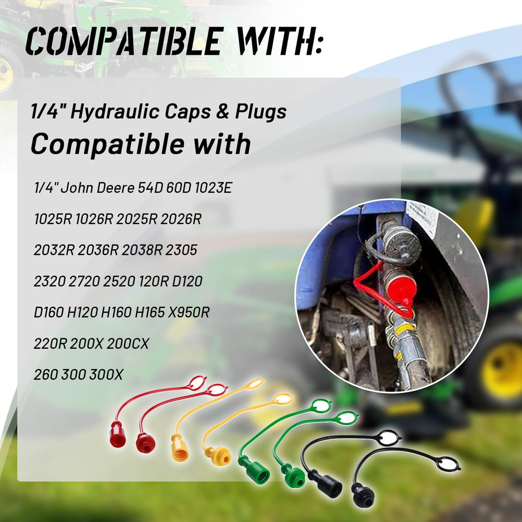 HQPARRTS 1/4" Hydraulic Dust Cap Plug Kit,Flexible Heavy-Duty Rubber