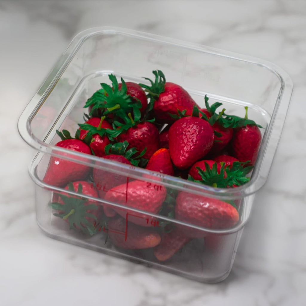 Food Storage Container - Classic Series Square - 2 QT (Quart) - Commercial Grade for Food Prep (Clear)