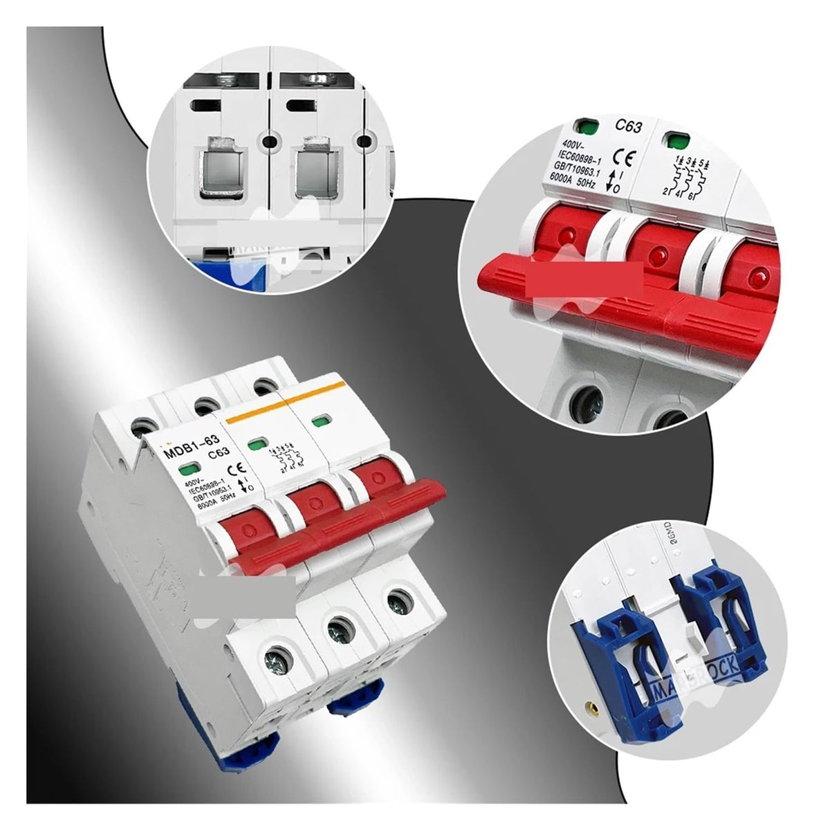Surge Protector Wind Turbine Controller Switch 63A Overload Protector Wind 3 Phase AC 400V Circuit Breaker Electrical MCB 3 Pole