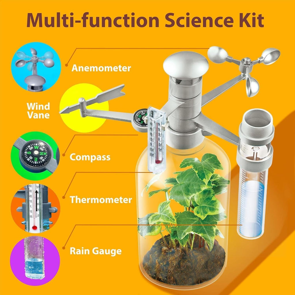 Green Science Weather Station - DIY Mini Observatory & STEAM Science Kit | Build an anemometer, rain gauge and