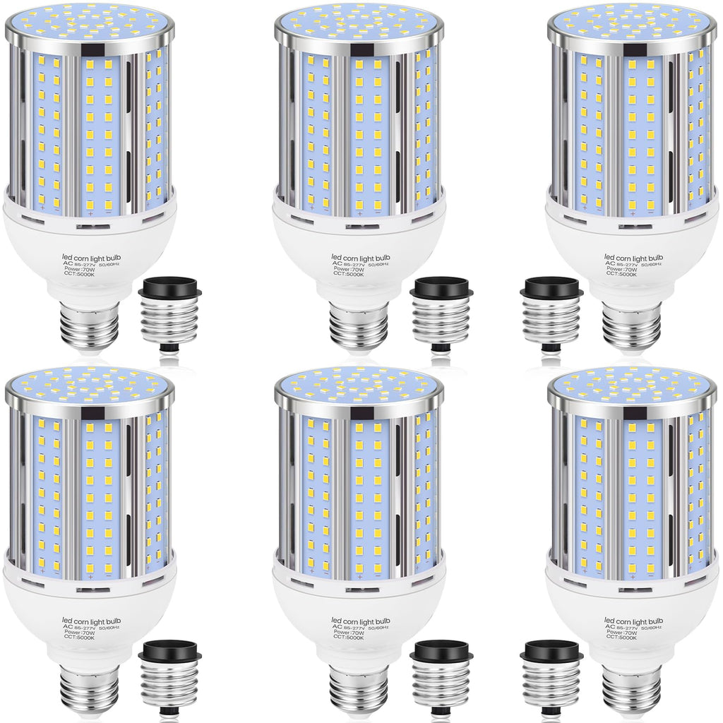 70W LED Corn Light Bulb(6 Pack),(700 Watt Equivalent) Fanless E26/E39 Medium/Large Mogul Base LED Cob Lamp 5000K