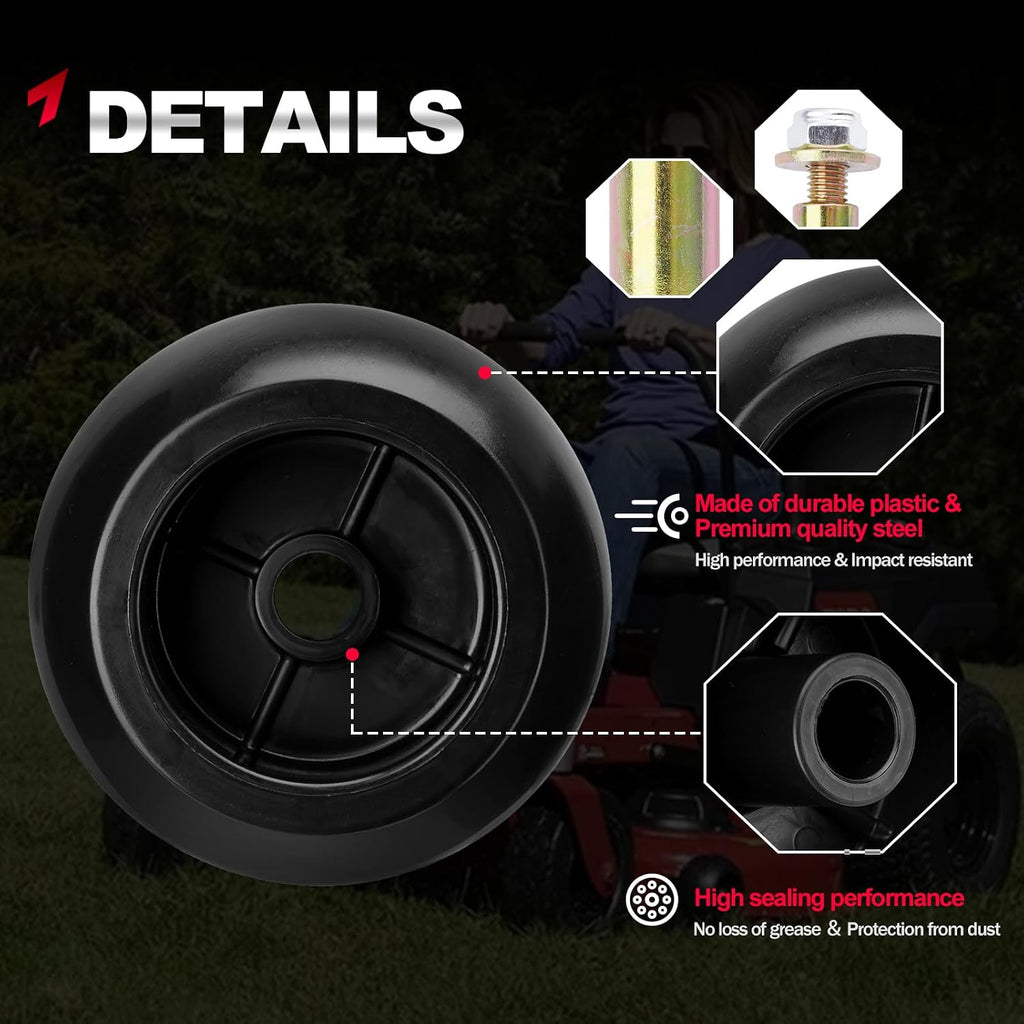 Set of 6 Lawn Mower Anti Scalp Deck Wheel Kit Compatible with Exmark Bad Boy Lawn-Boy Toro Husqvarna Bunton Ferris Replace# 1716353, 103-3168, 1-603299, 022-5234-98, 1-603299, 1-603299, PL7540