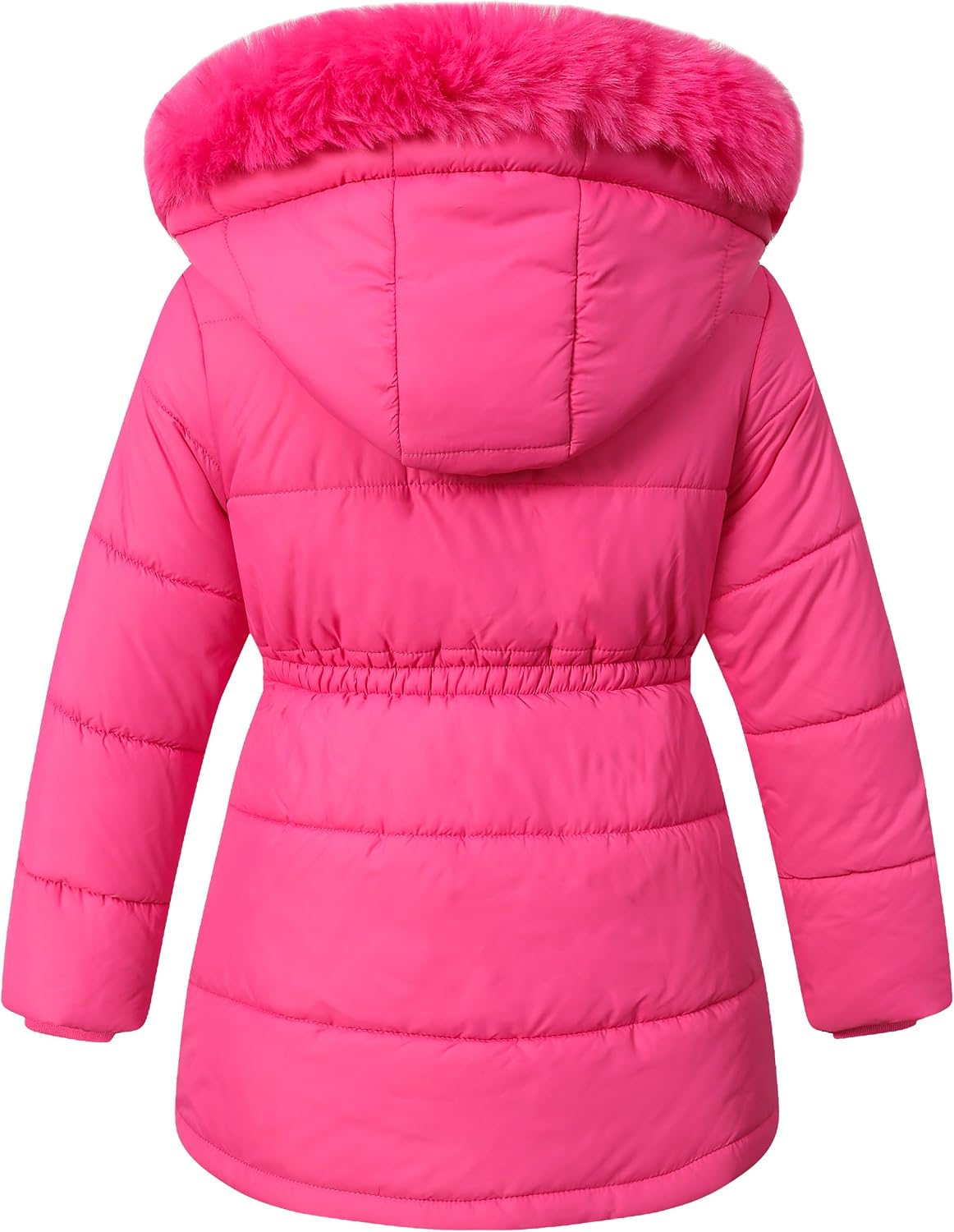 Girls Long Puffer Parka Removable Hood Kid's Winter Jacket Coats | Polyester Insulated Outerwear, Faux Fur Trim Hood