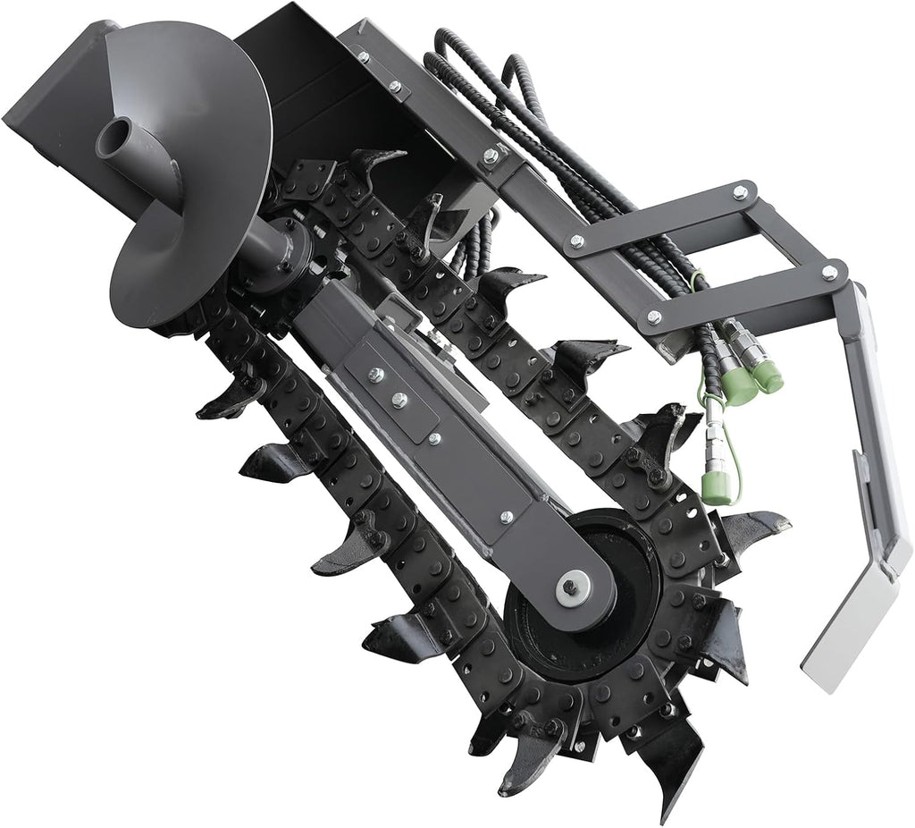 Trencher for Skid Steer Loaders Attachment Heavy Duty, Ideal for Pipeline Laying, Cable Installation & Landscaping