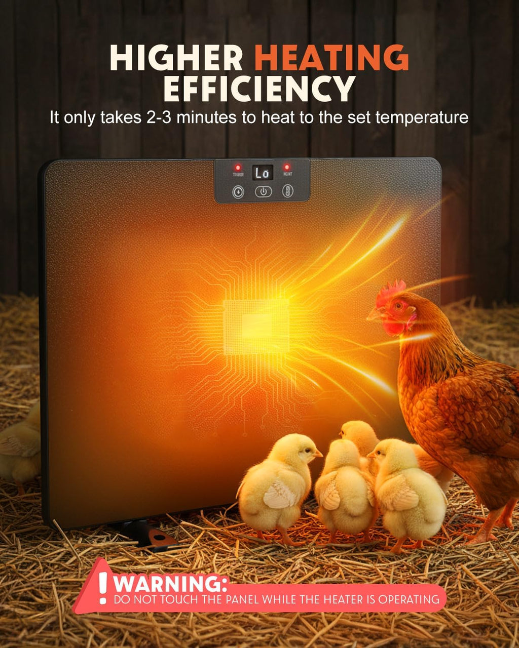 2026 Upgraded Chicken Coop Heater, 200W Chick Brooder Heating Plate with 5 Timing Function & 3 Adjustable Temp