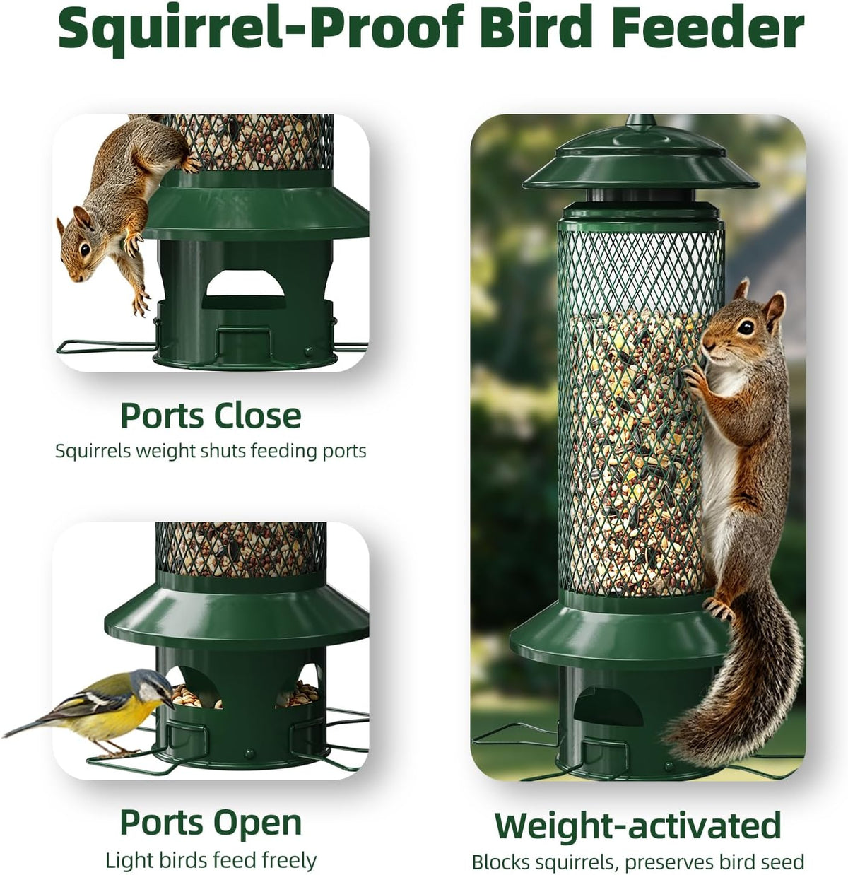 Squirrel Proof Bird Feeders for Outdoors Hanging, Chew Proof Bird feeders