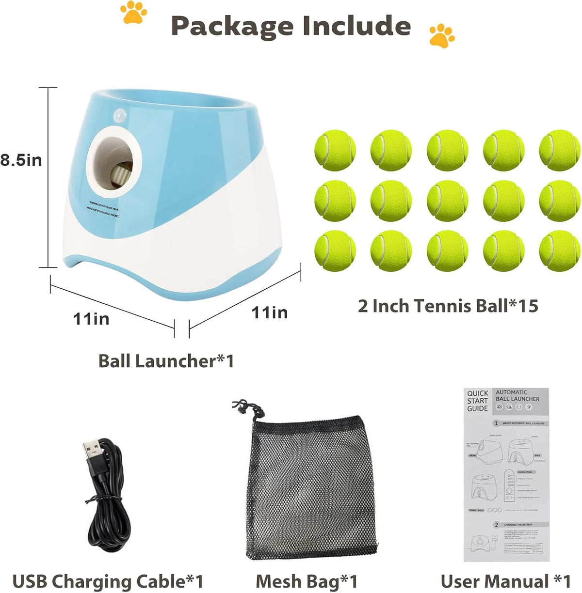 Automatic Ball Launcher for Dogs: Indoor Thrower Fetch Machine,Blue
