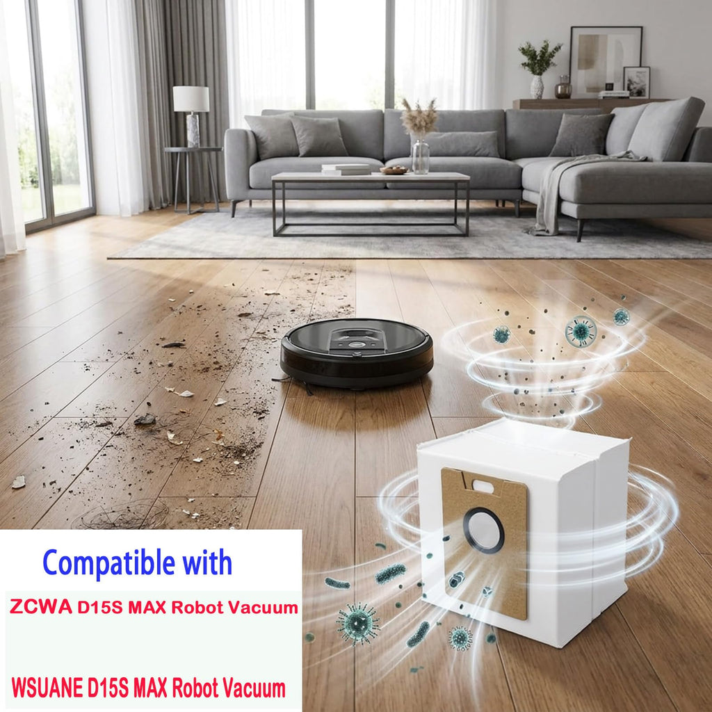 D15S MAX Dust Bags Replacement For ZCWA/WSUANE D15S MAX Robot Vacuum: