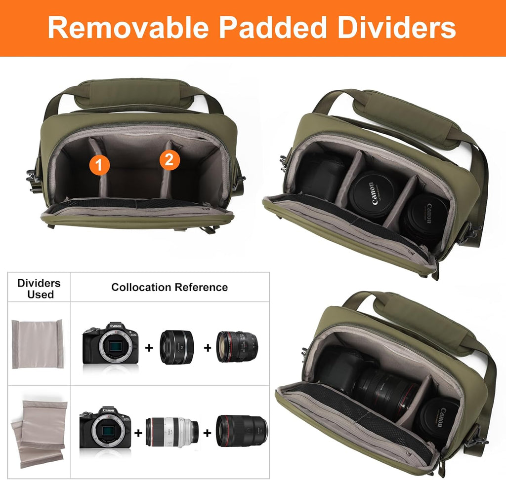 Camera Bag Crossbody Waterproof Sling Purse Case Small Photography Shoulder Messenger Bag Backpack with Tripod Holder