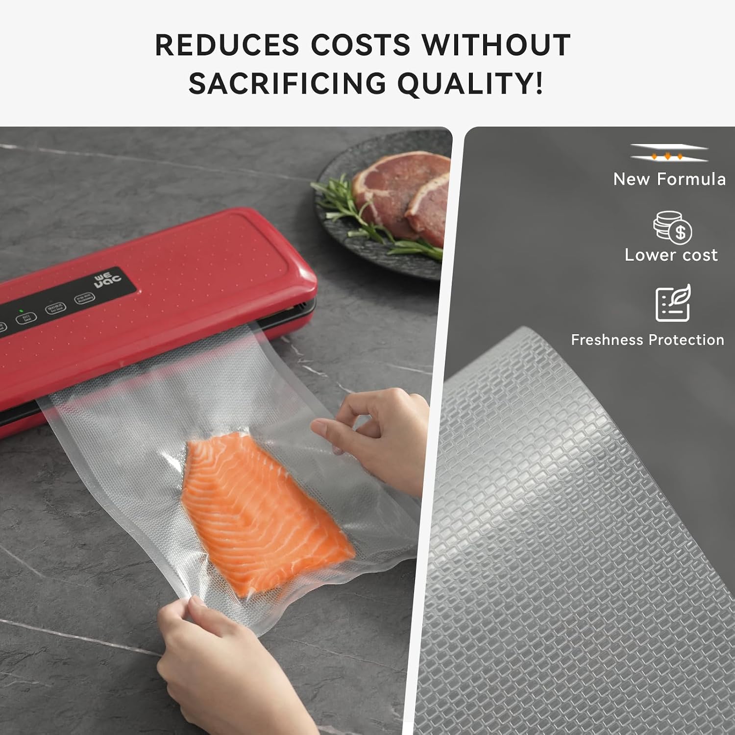 8" x 20' and 11" x 20' Vacuum Sealer Roll, 6 Pack-Ideal for Food Storage, Sous Vide, and Meal Prep, Keep Food Fresh