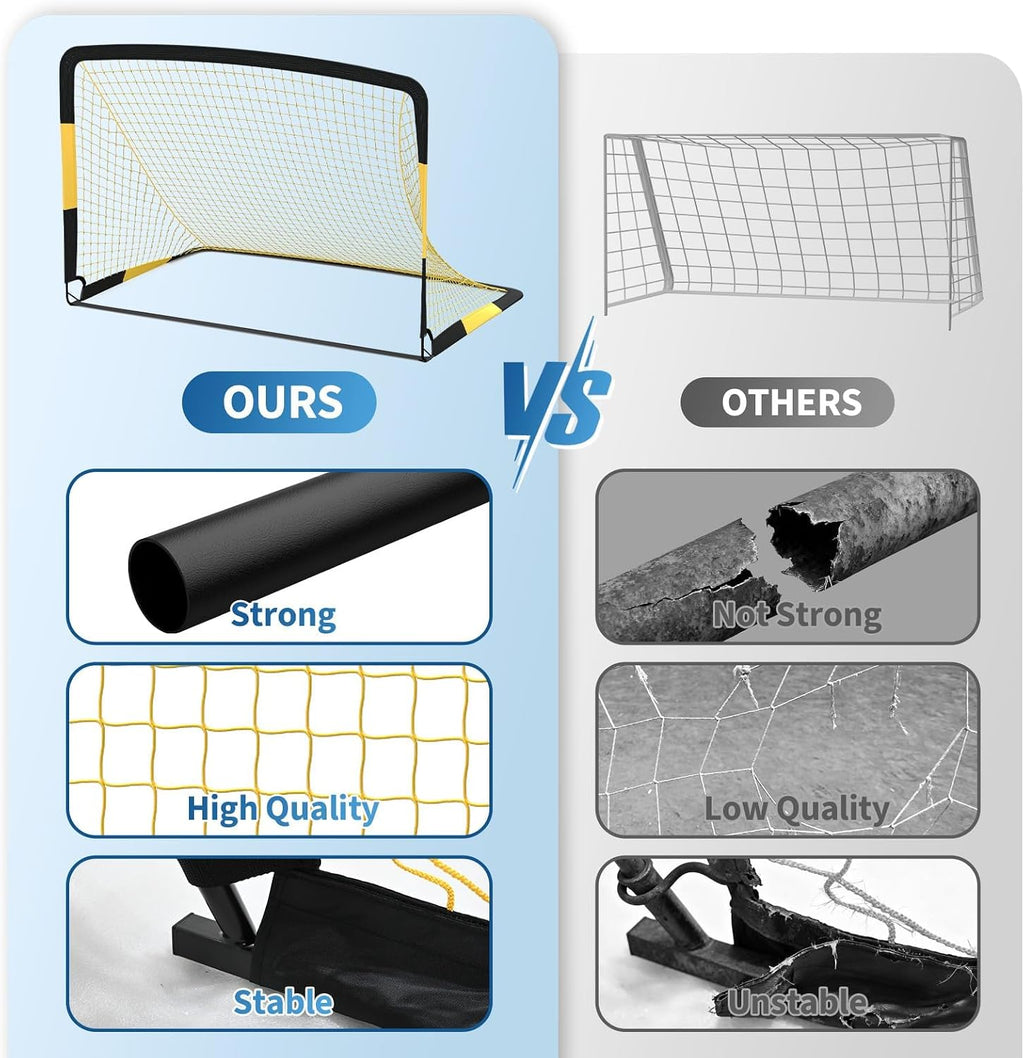 6x4 ft Soccer Goal Set, 2-Pack Pop Up Soccer Net Set for Backyard, Portable Soccer Goal for Youth Players, with