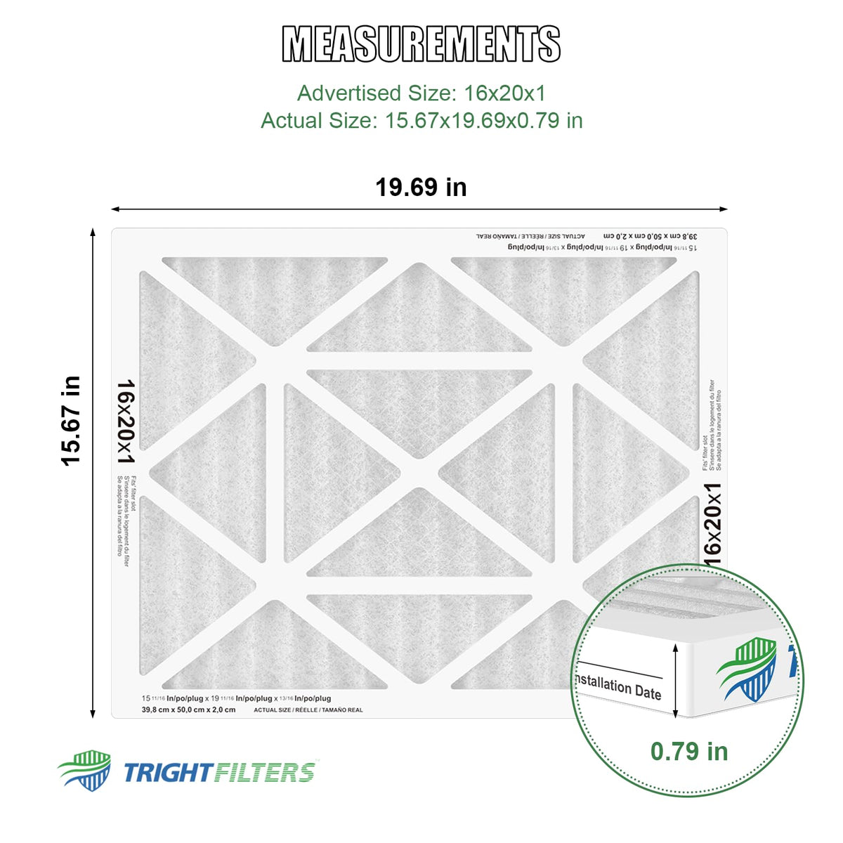 16x20x1 Air Filter 4 Pack, MERV 8 Pleated HVAC Furnace Filter