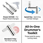 Drum Key Set with Drill Bit Adapter, Speed Standard Keys Chrome