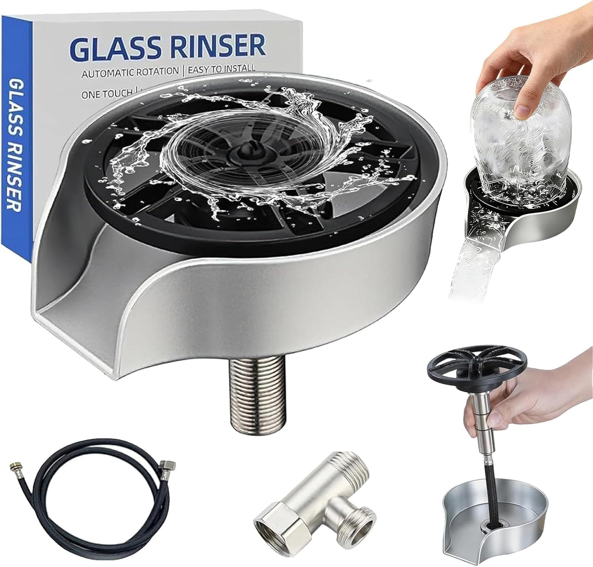 Glass Rinser for Kitchen Sink Glass Rinser with Pull-Out Spray