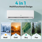 9000 BTU Mini Split Ac/Heating System, 110/115V 19 SEER2