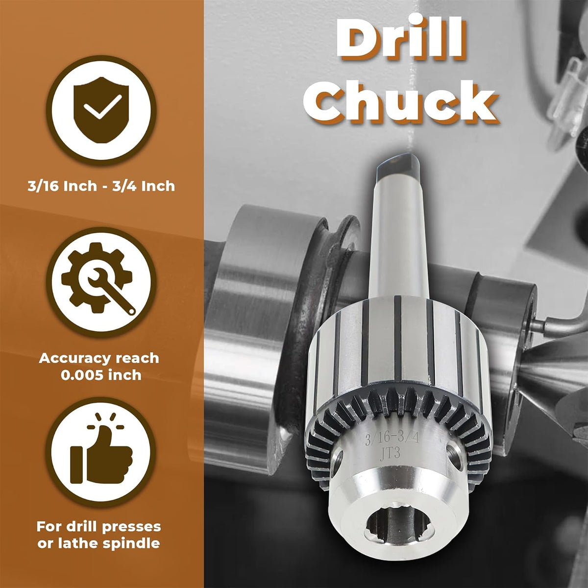 kimllier MT3-JT3 3/16" - 3/4" Heavy Duty Drill Chuck Press Chuck